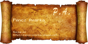 Pencz Avarka névjegykártya